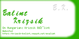 balint krizsik business card